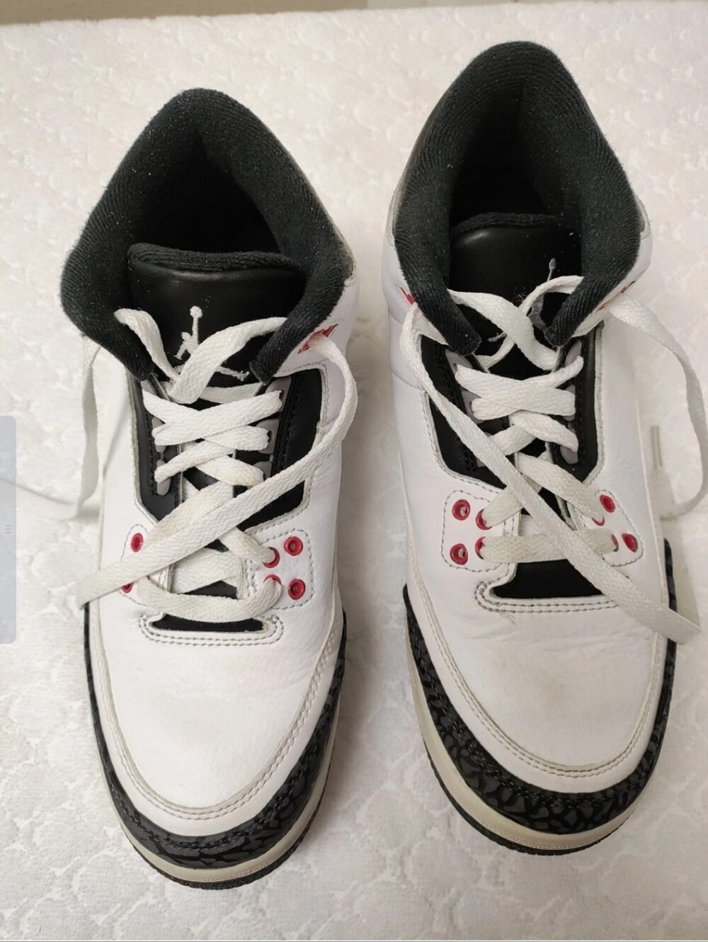 Nike Air Jordan 3 Retro White/Black Cement Fire Red Size US 7Y Women8.5/Men's 7